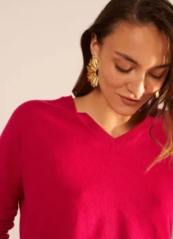 Sud Express Jumpers & Cardigans|Pull Au Volume Oversize Et A Manches Longues Pres Du Corps Framboise Monjoe
