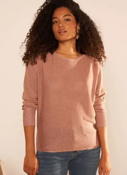 Sud Express Jumpers & Cardigans|Pull Col Bateau A Manches Longues Poudre Macarena