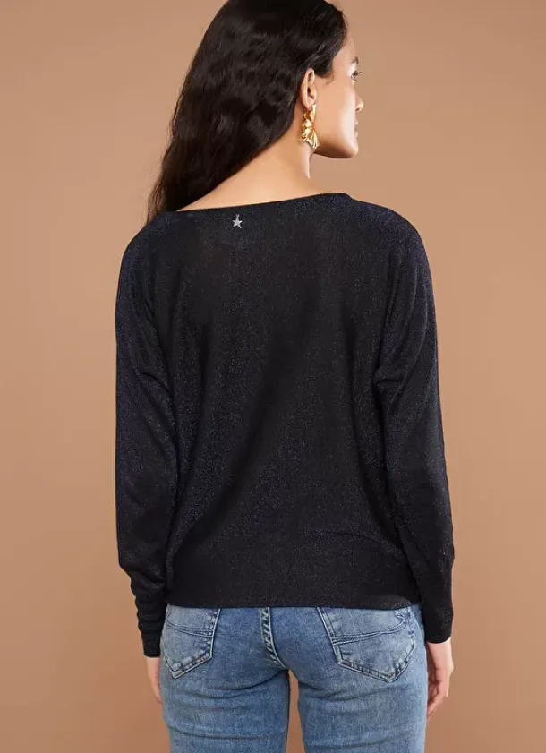 Sud Express Jumpers & Cardigans|Pull Col Bateau A Manches Longues Marine Macarena