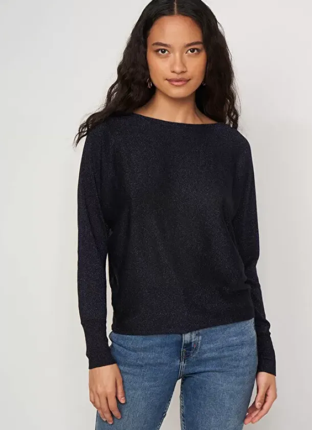 Sud Express Jumpers & Cardigans|Pull Col Bateau A Manches Longues Marine Macarena