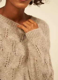 Sud Express Jumpers & Cardigans|Pull Col Bateau Ecru Chine Mantiby