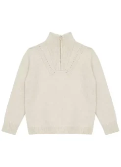Sud Express Jumpers & Cardigans|Pull Col Camionneur Avec Zip Ecru Marion