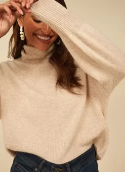 Sud Express Jumpers & Cardigans|Pull Col Montant, 100% Cachemire Beige Chine Monpran