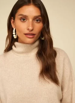 Sud Express Jumpers & Cardigans|Pull Col Montant, 100% Cachemire Beige Chine Monpran