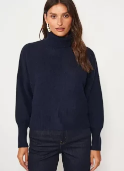 Sud Express Jumpers & Cardigans|Pull Col Montant, 100% Cachemire Marine Monpran