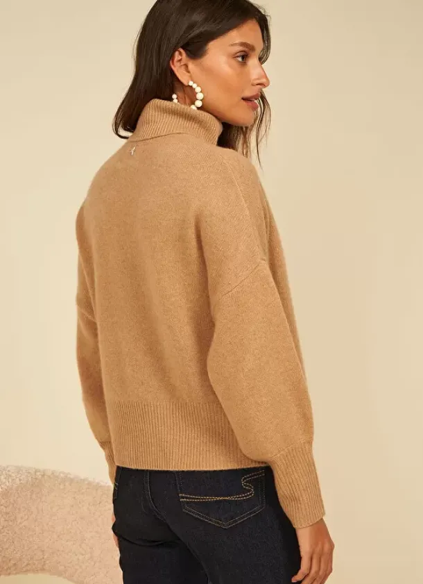 Sud Express Jumpers & Cardigans|Pull Col Montant, 100% Cachemire Camel Monpran