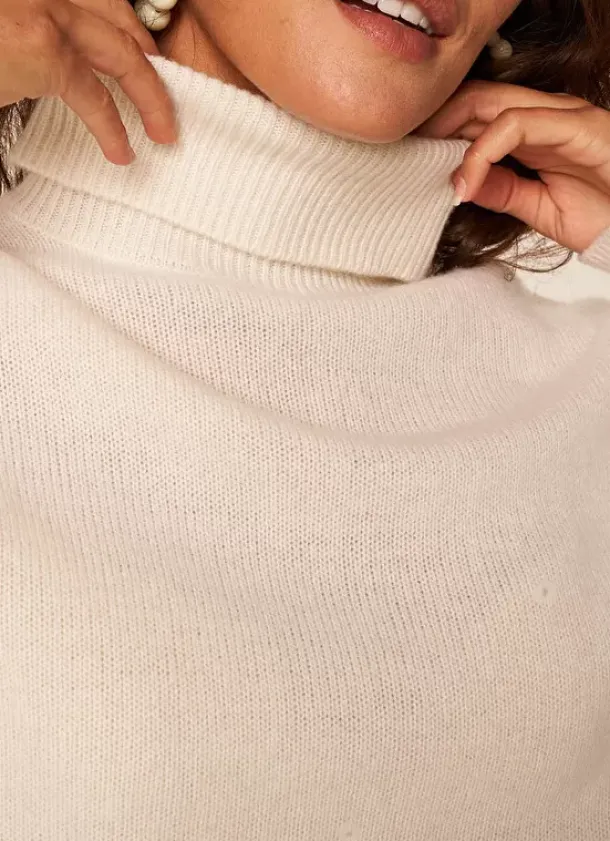 Sud Express Jumpers & Cardigans|Pull Col Montant, 100% Cachemire Milk Monpran