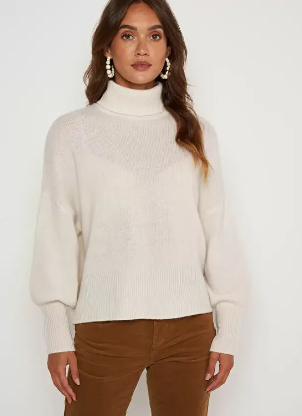 Sud Express Jumpers & Cardigans|Pull Col Montant, 100% Cachemire Milk Monpran