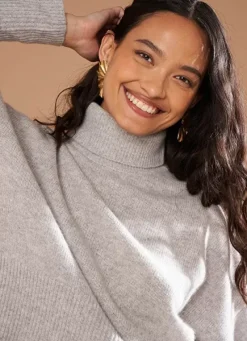 Sud Express Jumpers & Cardigans|Pull Col Montant, 100% Cachemire Perle Chine Monpran