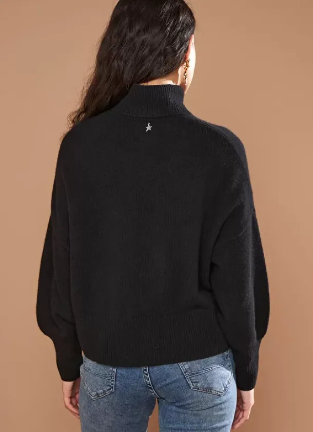 Sud Express Jumpers & Cardigans|Pull Col Montant, 100% Cachemire Noir Monpran