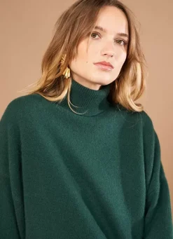 Sud Express Jumpers & Cardigans|Pull Col Montant, 100% Cachemire Basilic Monpran