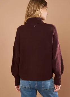 Sud Express Jumpers & Cardigans|Pull Col Montant, 100% Cachemire Marron Monpran