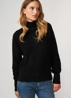 Sud Express Jumpers & Cardigans|Pull Col Montant A Cotes, Volume Large Noir Maemi