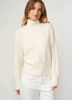 Sud Express Jumpers & Cardigans|Pull Col Montant A Cotes, Volume Large Ecru Maemi