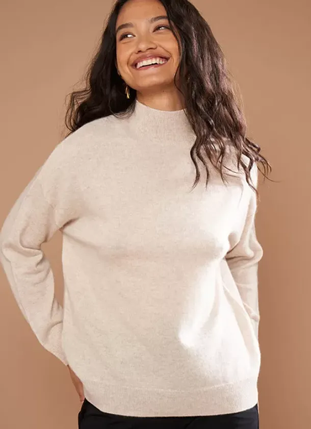Sud Express Jumpers & Cardigans|Pull Col Montant En Cachemire Beige Chine Myangela