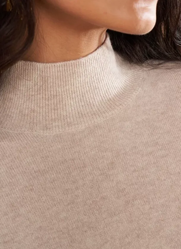 Sud Express Jumpers & Cardigans|Pull Col Montant En Cachemire Beige Chine Myangela
