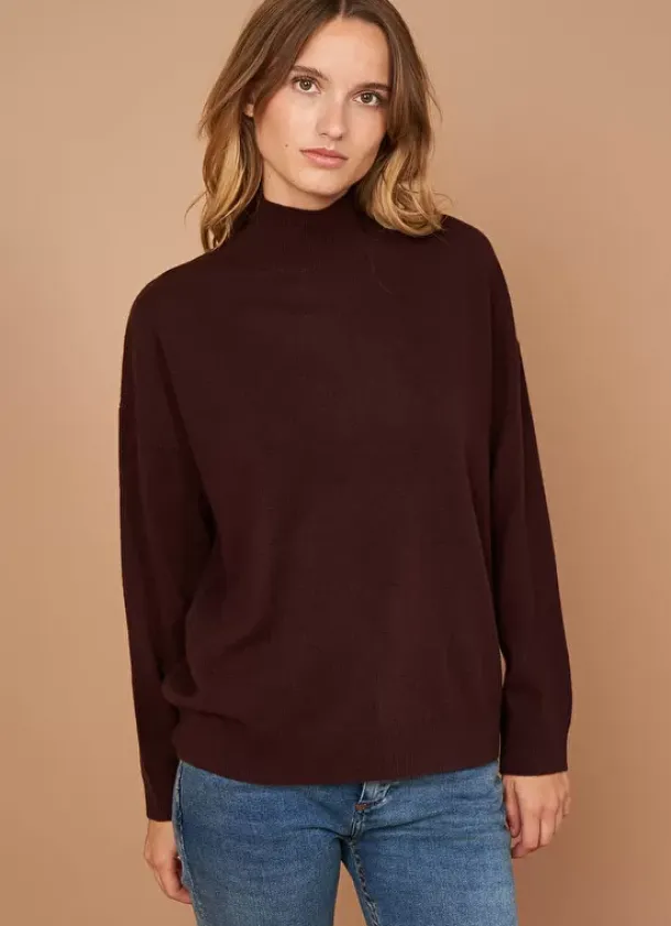 Sud Express Jumpers & Cardigans|Pull Col Montant En Cachemire Marron Myangela