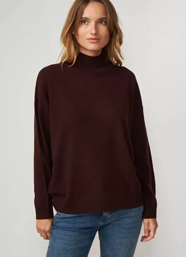 Sud Express Jumpers & Cardigans|Pull Col Montant En Cachemire Marron Myangela