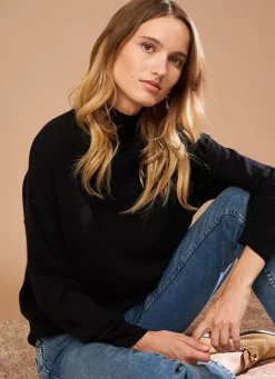 Sud Express Jumpers & Cardigans|Pull Col Montant En Cachemire Noir Myangela