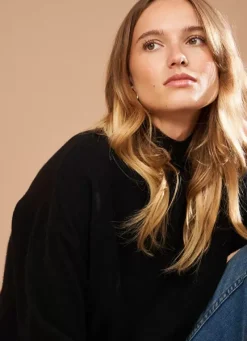 Sud Express Jumpers & Cardigans|Pull Col Montant En Cachemire Noir Myangela