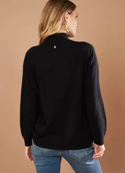 Sud Express Jumpers & Cardigans|Pull Col Montant En Cachemire Noir Myangela