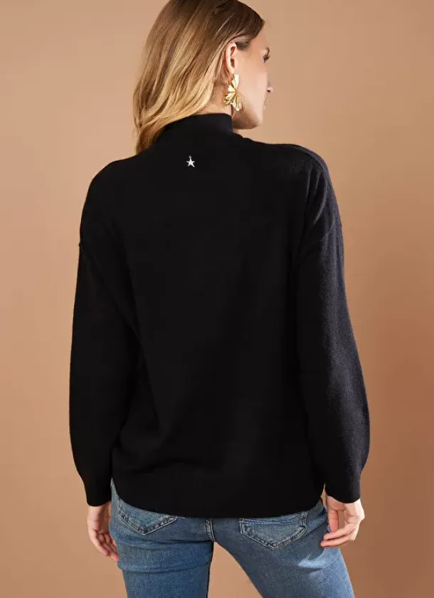 Sud Express Jumpers & Cardigans|Pull Col Montant En Cachemire Noir Myangela