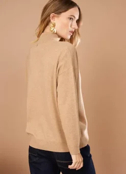 Sud Express Jumpers & Cardigans|Pull Col Montant En Cachemire Camel Myangela