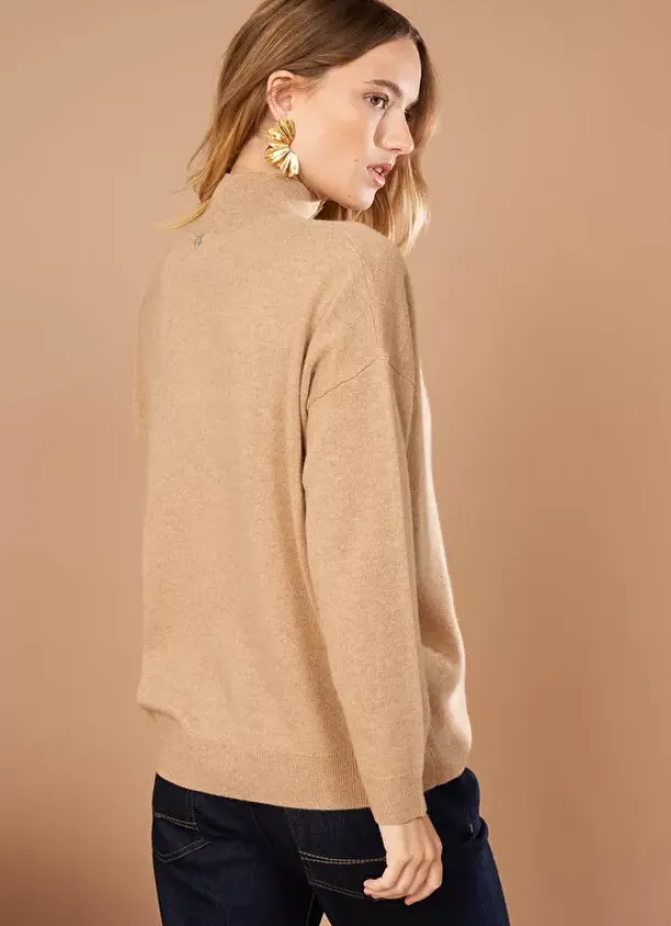 Sud Express Jumpers & Cardigans|Pull Col Montant En Cachemire Camel Myangela