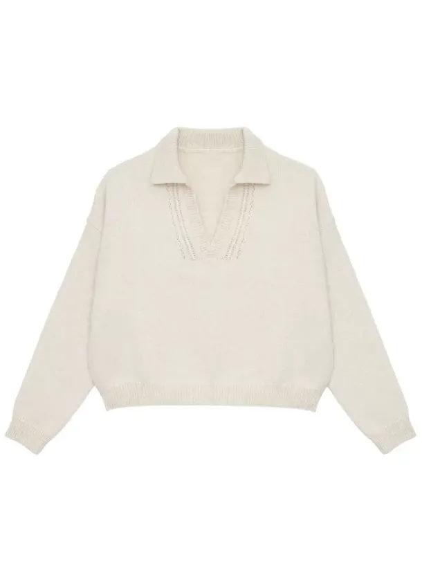 Sud Express Jumpers & Cardigans|Pull Col Polo Ecru Malenae