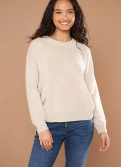 Sud Express Jumpers & Cardigans|Pull Col Rond 100% Cachemire Beige Chine Mapoue