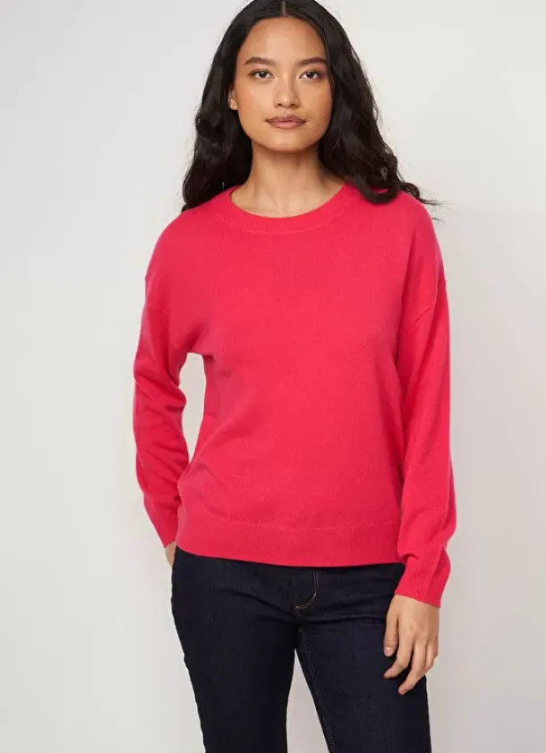 Sud Express Jumpers & Cardigans|Pull Col Rond 100% Cachemire Framboise Mapoue