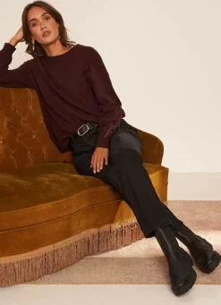 Sud Express Jumpers & Cardigans|Pull Col Rond 100% Cachemire Marron Mapoue