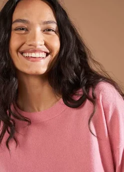 Sud Express Jumpers & Cardigans|Pull Col Rond 100% Cachemire Blush Mapoue