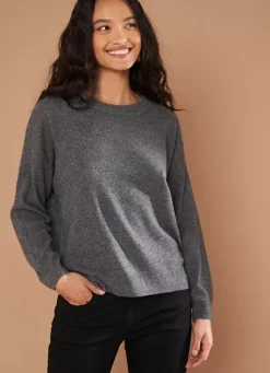 Sud Express Jumpers & Cardigans|Pull Col Rond 100% Cachemire Gris Chine Mapoue