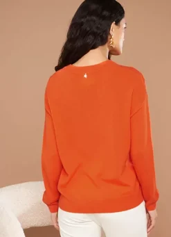 Sud Express Jumpers & Cardigans|Pull Col Rond 100% Cachemire Orange Mapoue