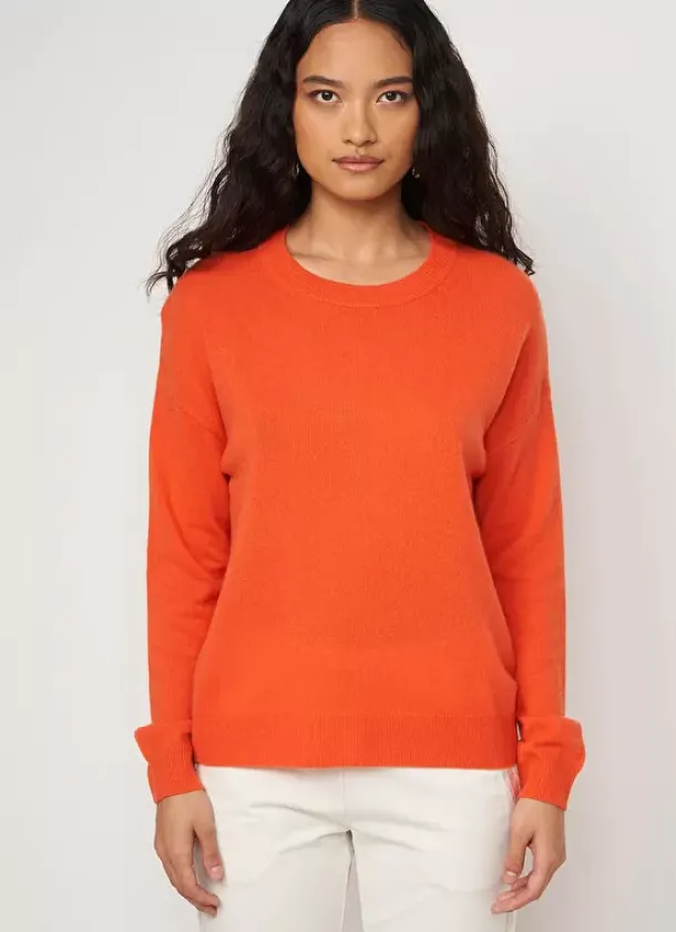 Sud Express Jumpers & Cardigans|Pull Col Rond 100% Cachemire Orange Mapoue