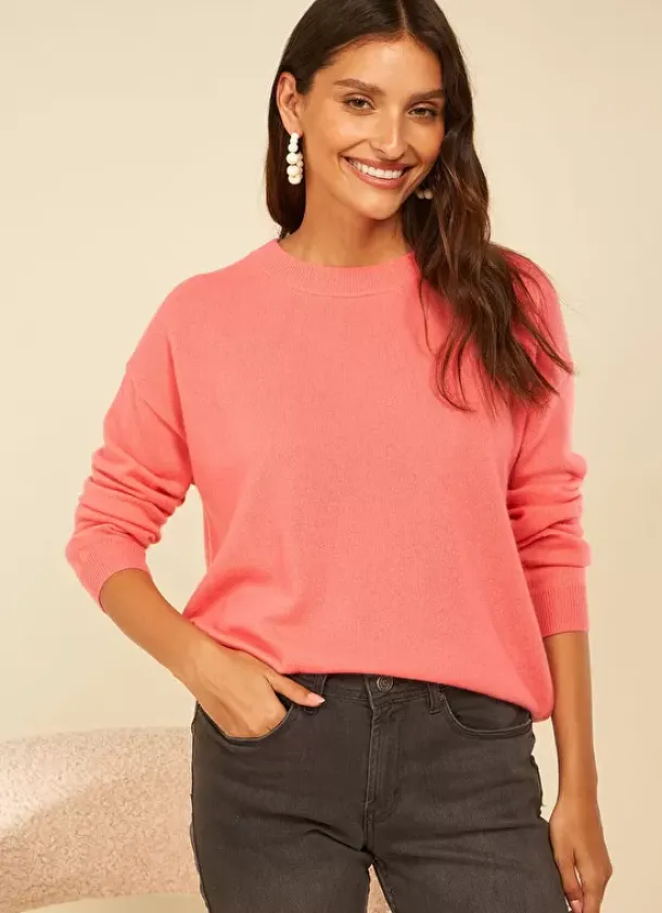 Sud Express Jumpers & Cardigans|Pull Col Rond 100% Cachemire Lipstick Mapoue
