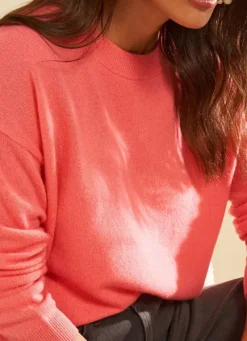 Sud Express Jumpers & Cardigans|Pull Col Rond 100% Cachemire Lipstick Mapoue