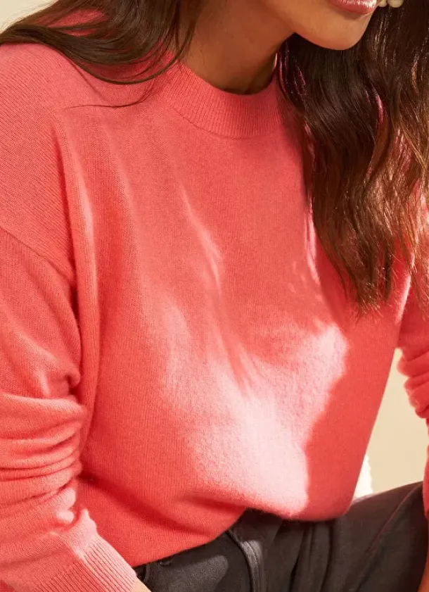Sud Express Jumpers & Cardigans|Pull Col Rond 100% Cachemire Lipstick Mapoue