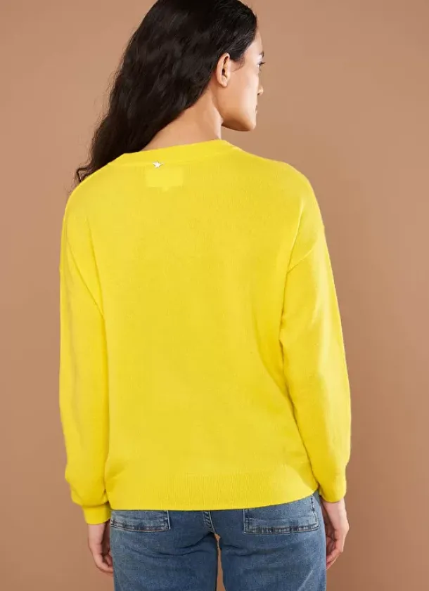 Sud Express Jumpers & Cardigans|Pull Col Rond 100% Cachemire Jaune Mapoue