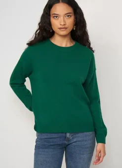 Sud Express Jumpers & Cardigans|Pull Col Rond 100% Cachemire Green Mapoue