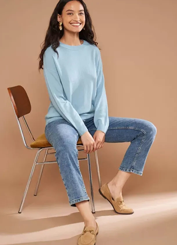Sud Express Jumpers & Cardigans|Pull Col Rond 100% Cachemire Orage Mapoue