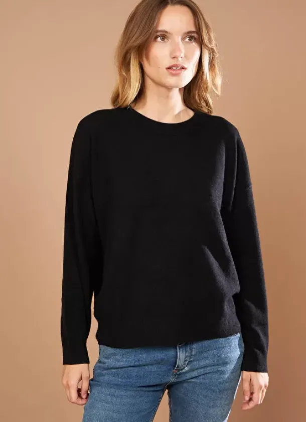 Sud Express Jumpers & Cardigans|Pull Col Rond 100% Cachemire Noir Mapoue
