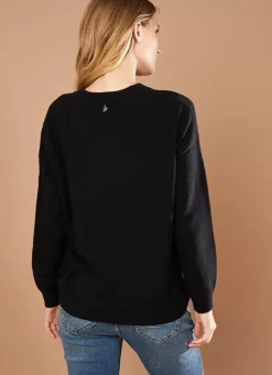 Sud Express Jumpers & Cardigans|Pull Col Rond 100% Cachemire Noir Mapoue