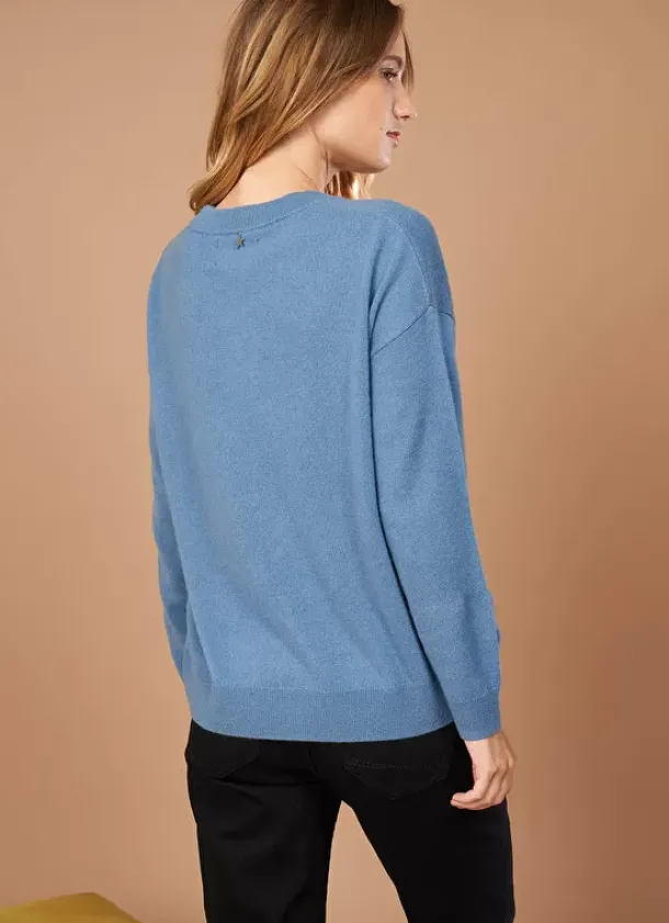 Sud Express Jumpers & Cardigans|Pull Col Rond 100% Cachemire Denim Mapoue