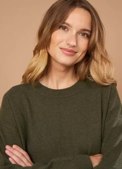 Sud Express Jumpers & Cardigans|Pull Col Rond 100% Cachemire Kaki Mapoue