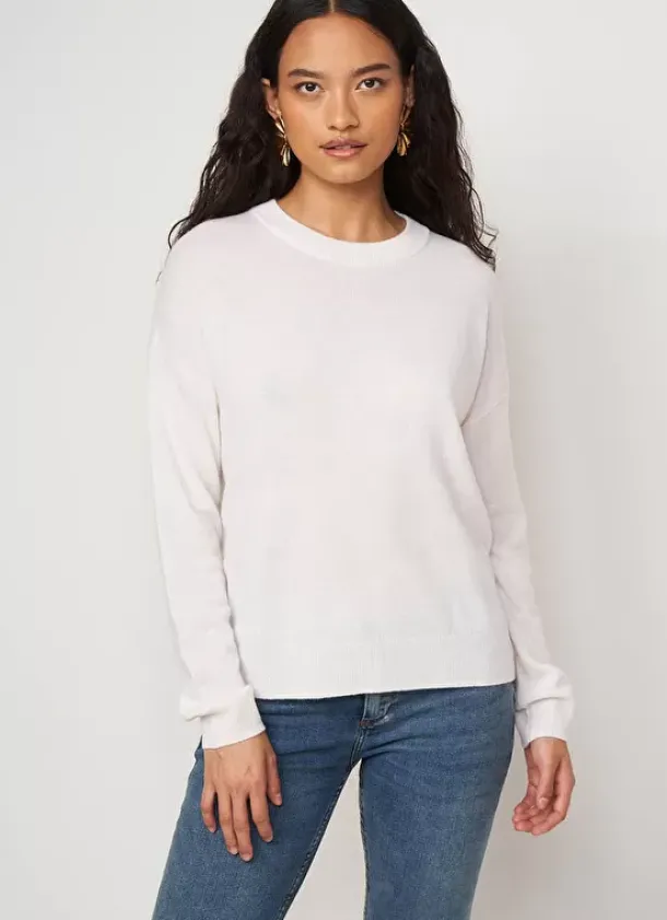 Sud Express Jumpers & Cardigans|Pull Col Rond 100% Cachemire Milk Mapoue