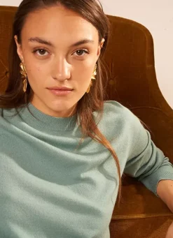 Sud Express Jumpers & Cardigans|Pull Col Rond A Maille Douce Celadon Melaniae