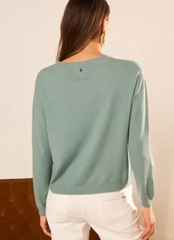 Sud Express Jumpers & Cardigans|Pull Col Rond A Maille Douce Celadon Melaniae