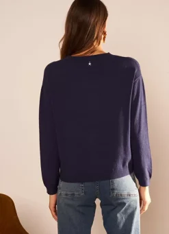 Sud Express Jumpers & Cardigans|Pull Col Rond A Maille Douce Marine Melaniae